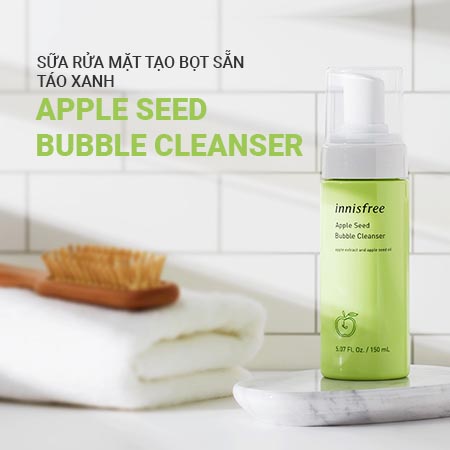 Sữa rửa mặt táo xanh tạo bọt sẵn innisfree Apple Seed Bubble Cleanser 150ml