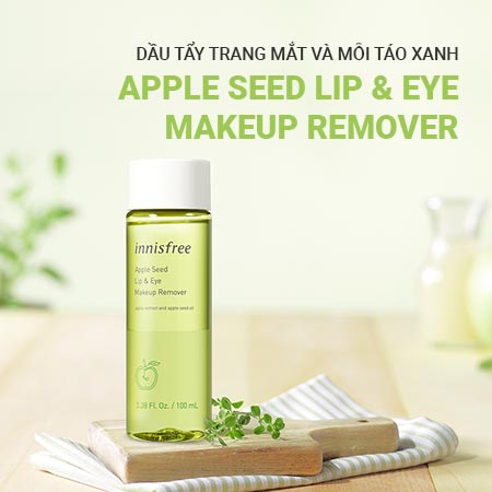 Dầu tẩy trang mắt và môi táo xanh innisfree Apple Seed Lip & Eye Makeup Remover 100ml