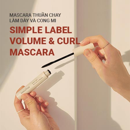 Mascara thuần chay làm dày và cong mi innisfree Simple Label Volume & Curl Mascara 7.5g