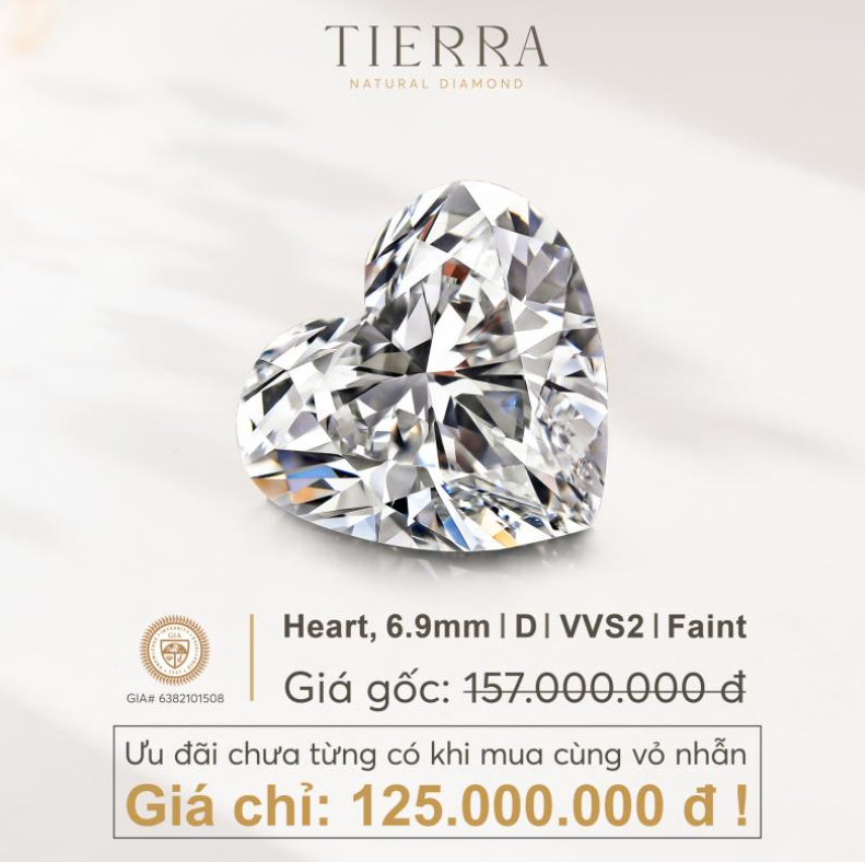 Kim cương Heart, 6.9mm D VVS2