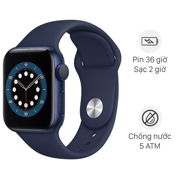 Apple Watch S6 40mm viền nhôm dây cao su xanh