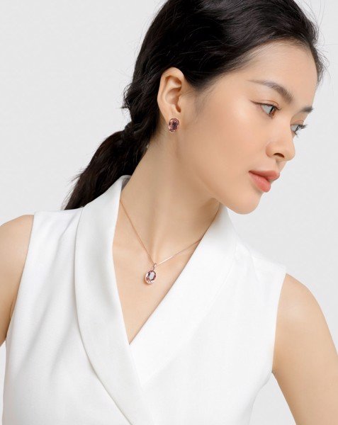Bộ Trang Sức Bầu Dục Đá Mắt Mèo