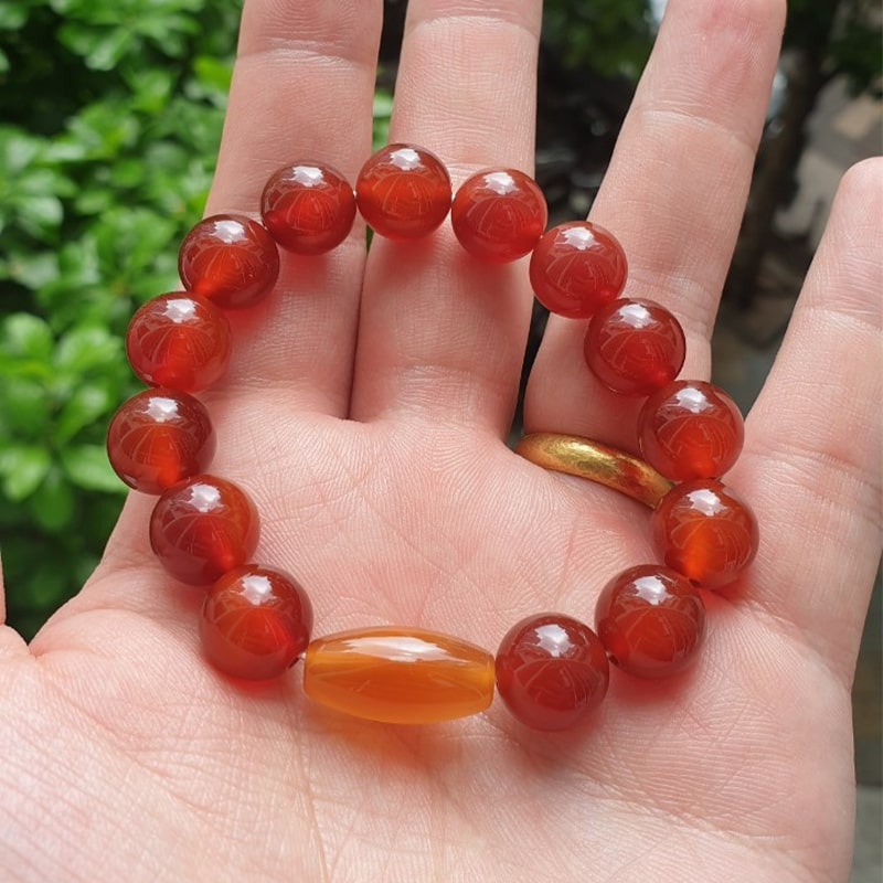 Vòng Tay Đá Phong Thủy Mã Não Đỏ mix Lu Thống Hộ Mệnh Trừ Tà Mang Lại May Mắn