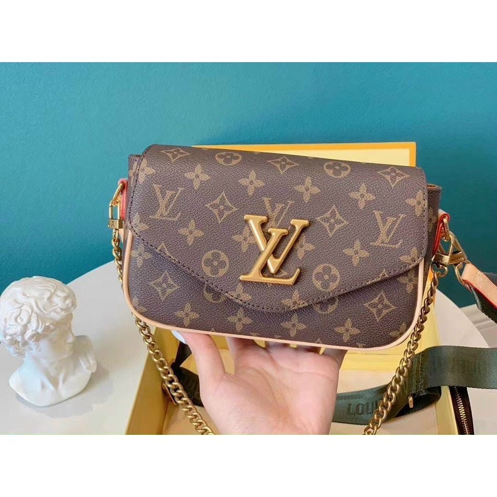 TÚI LV HOA NÂU CHỮ LV KÈM TÚI MINI