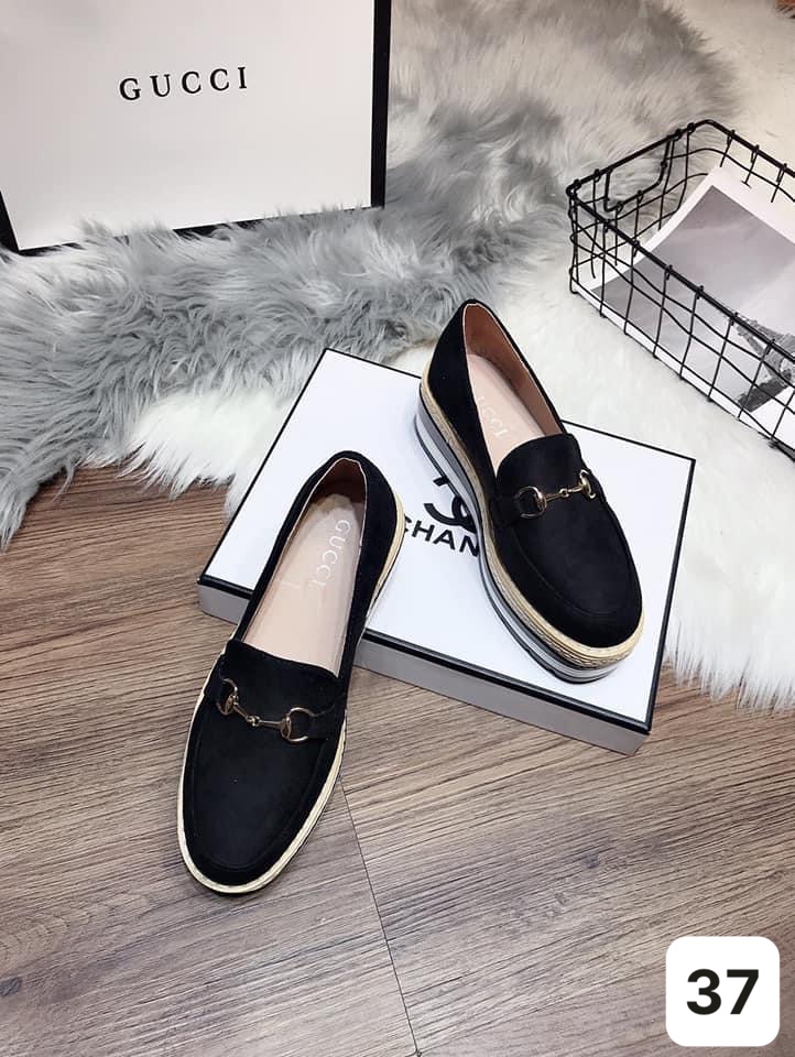 SIZE 37 - XUỒNG GUCCI KHÓA MÓC DA LỘN