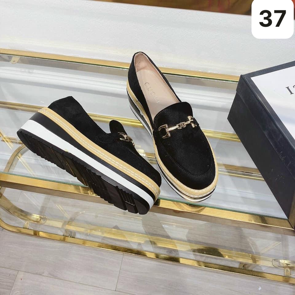 SIZE 37 - XUỒNG GUCCI KHÓA CHỮ (A) DA LỘN