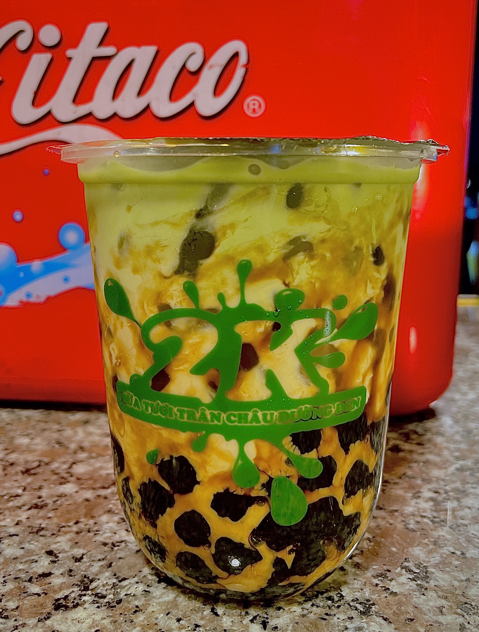 Trà sữa matcha trân châu đường đen size M 25.000