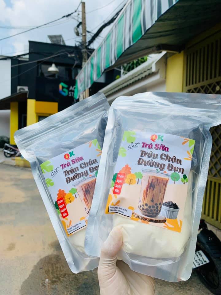 Set trà sữa trân châu đường đen