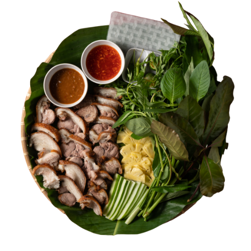 Giò Heo Chiên Giòn Cuốn Rau Rừng