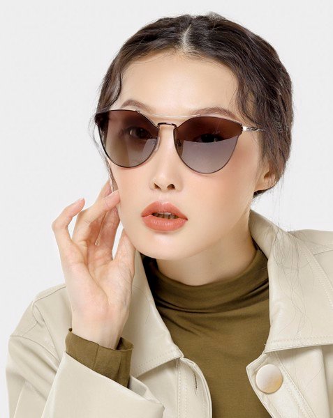 Mắt Kính Mắt Mèo Kim Loại Hai Cầu