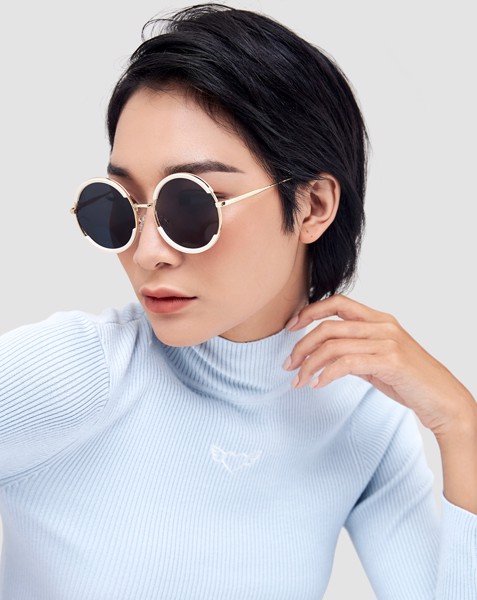 Mắt Kính Tròn Kim Loại Phối Nhựa