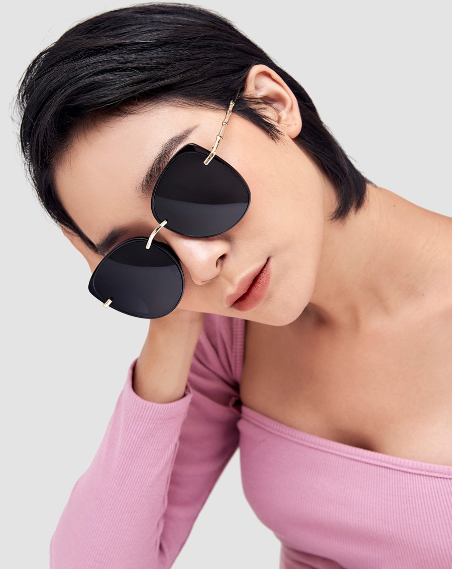 Mắt Kính Mắt Mèo Nhựa Phối Kim Loại