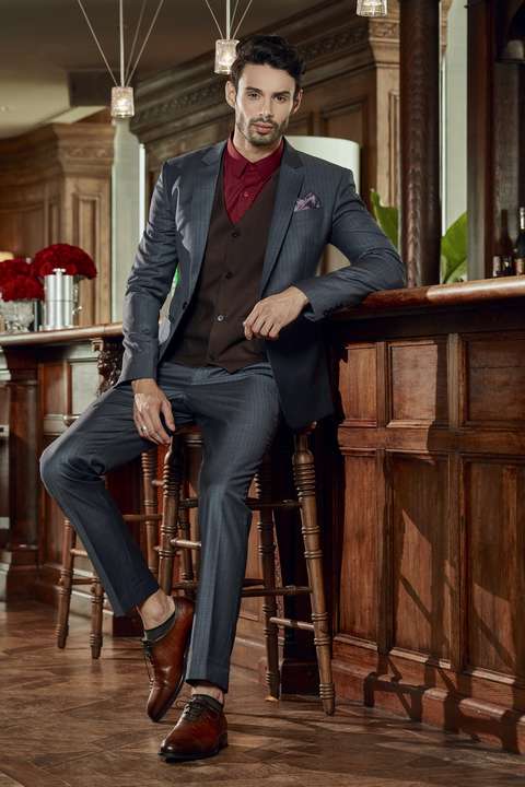 BỘ SUIT NAM ITALIA SỌC NAVY SUPER 160S