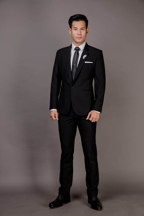 BỘ VEST CƯỚI D&T ĐEN - CỔ VE XUÔI - 1 NÚT