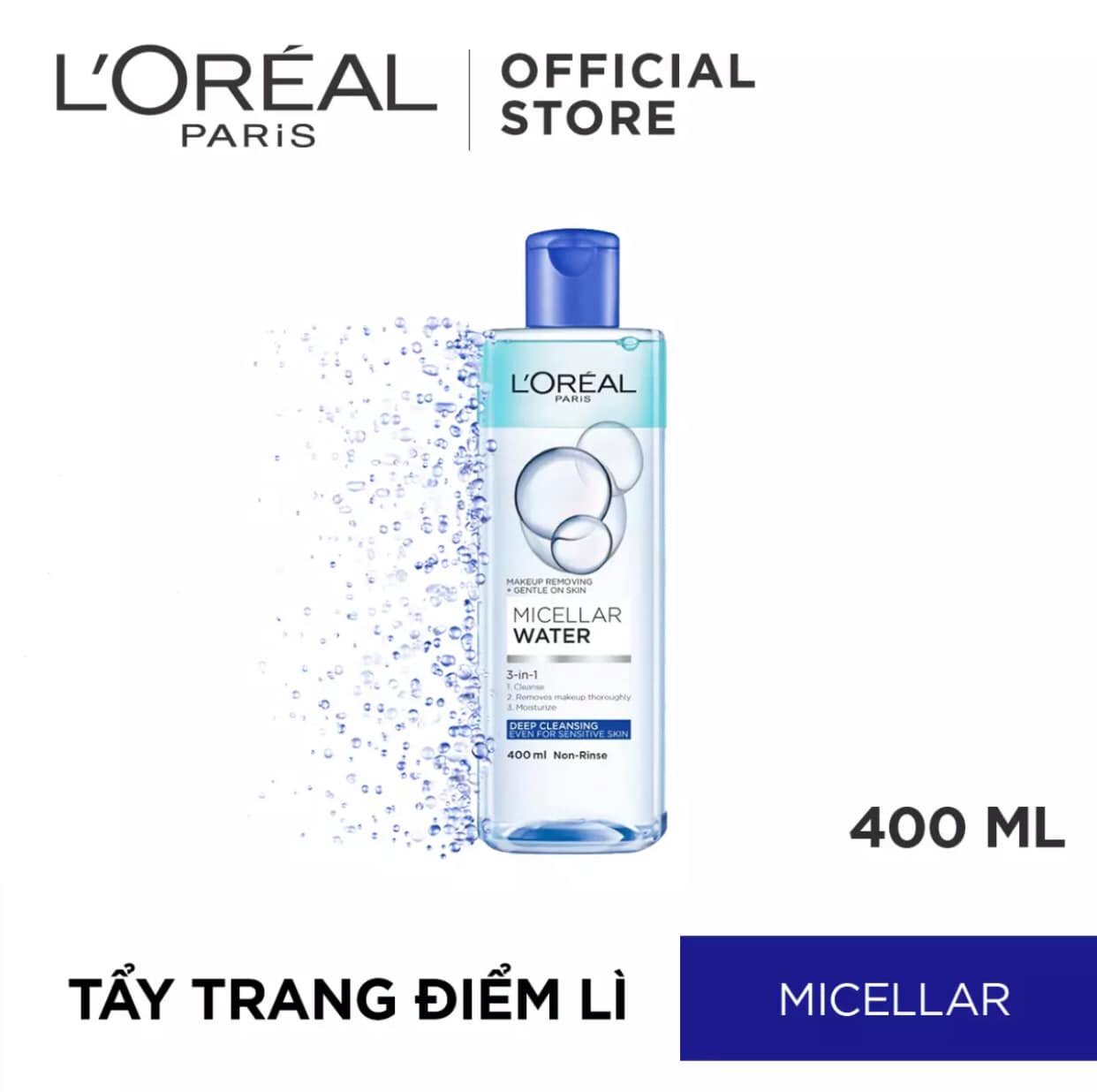 Link - 4. Nước tẩy trang đa năng 3-in-1 L'Oreal Paris Micellar làm sạch sâu 400ml (xanh dương đậm) (https://c.lazada.vn/t/c.ZBDKJN)