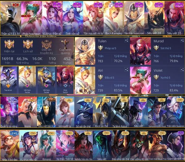 Full ấn,full tướng full ngọc,452 trang phục