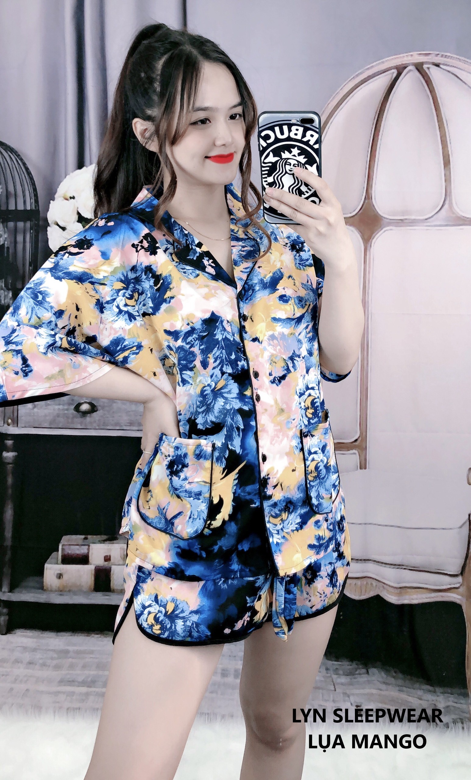 Loang xanh dương  Lụa mango 