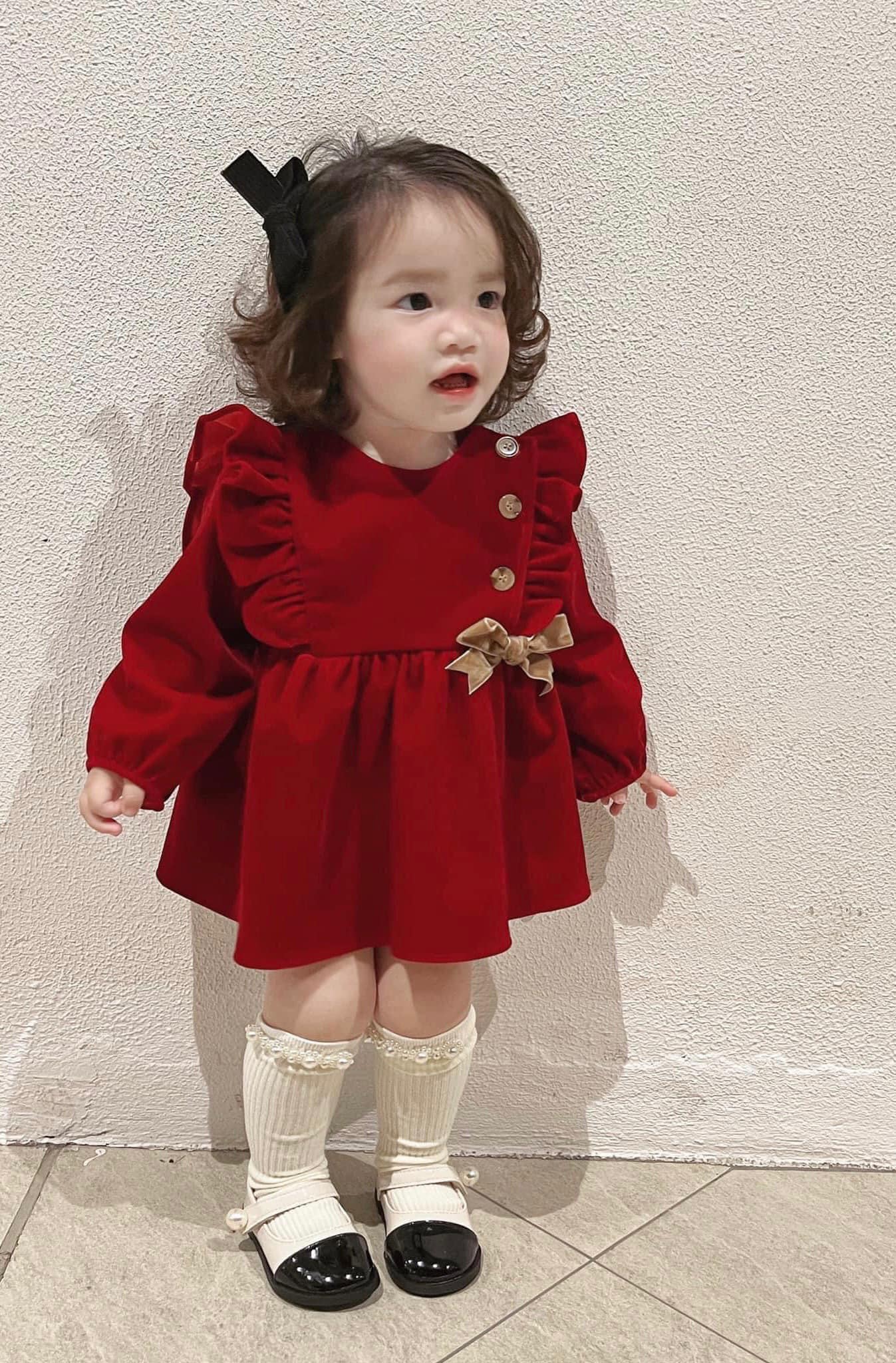 Váy Nhung Nơ Đỏ