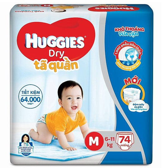 Tả Quần Huggies Dry M ( 6--10 Kg) 74 Miếng