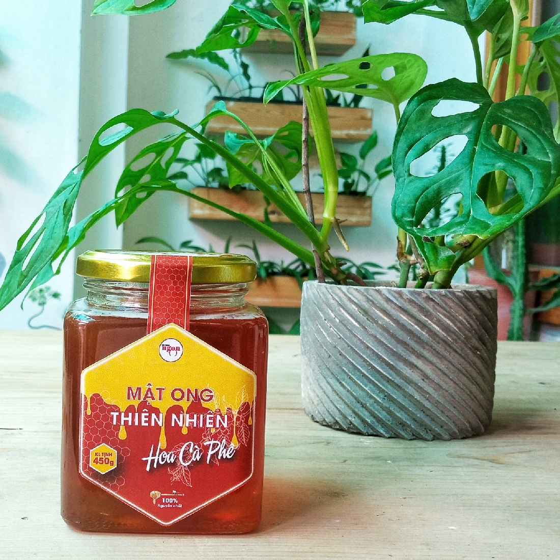 Mật ong thiên nhiên hoa Cà Phê - Lọ thủy tinh 450g
