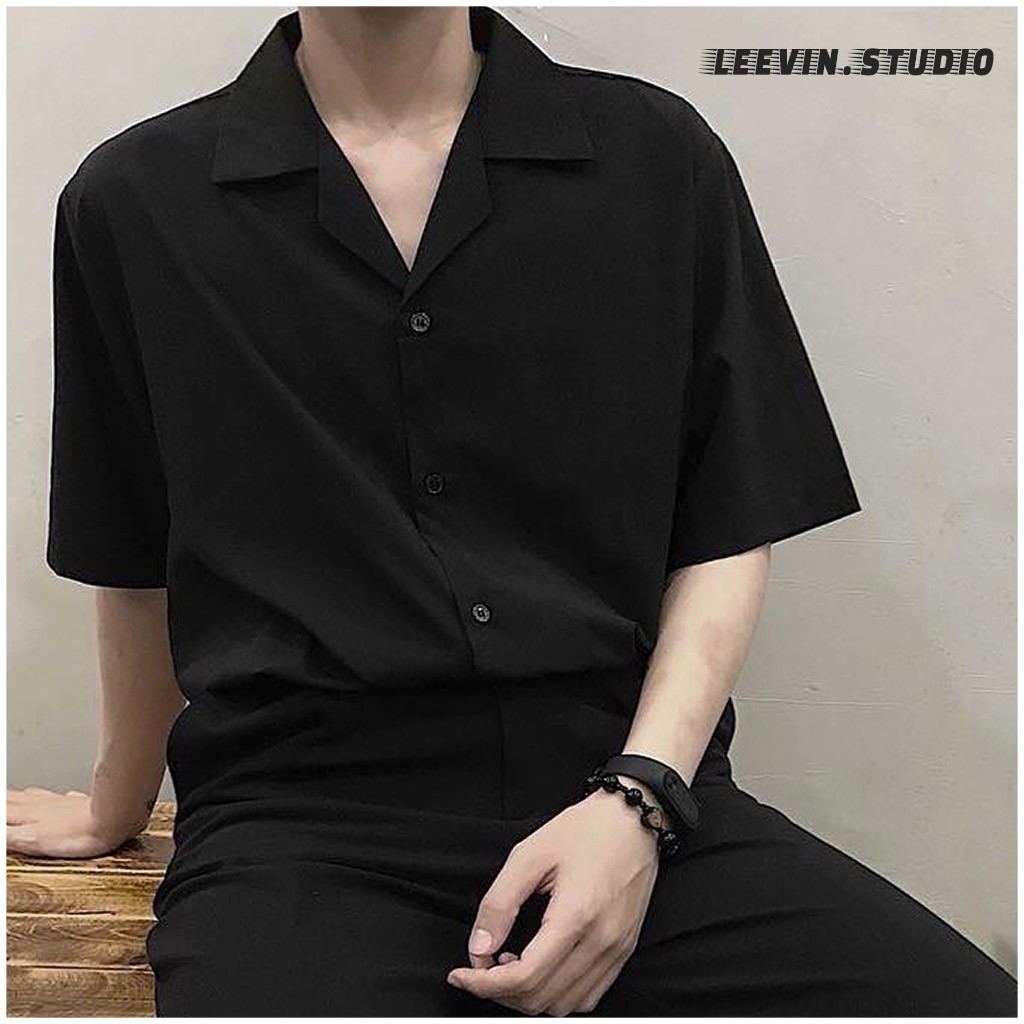Link - Áo Sơ Mi Ngắn Tay Nam Nữ Cổ Vest TRƠN Trắng Và Đen - Kiểu sơ mi tay ngắn form rộng Cổ Vest và Cổ Đức Leevin Store (https://shp.ee/qhv7qxm)