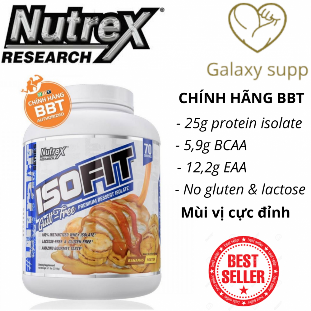 NUTREX ISOFIT WHEY PROTEIN 100% ISOLATE TĂNG CƠ ĐẲNG CẤP 70 SERVING 