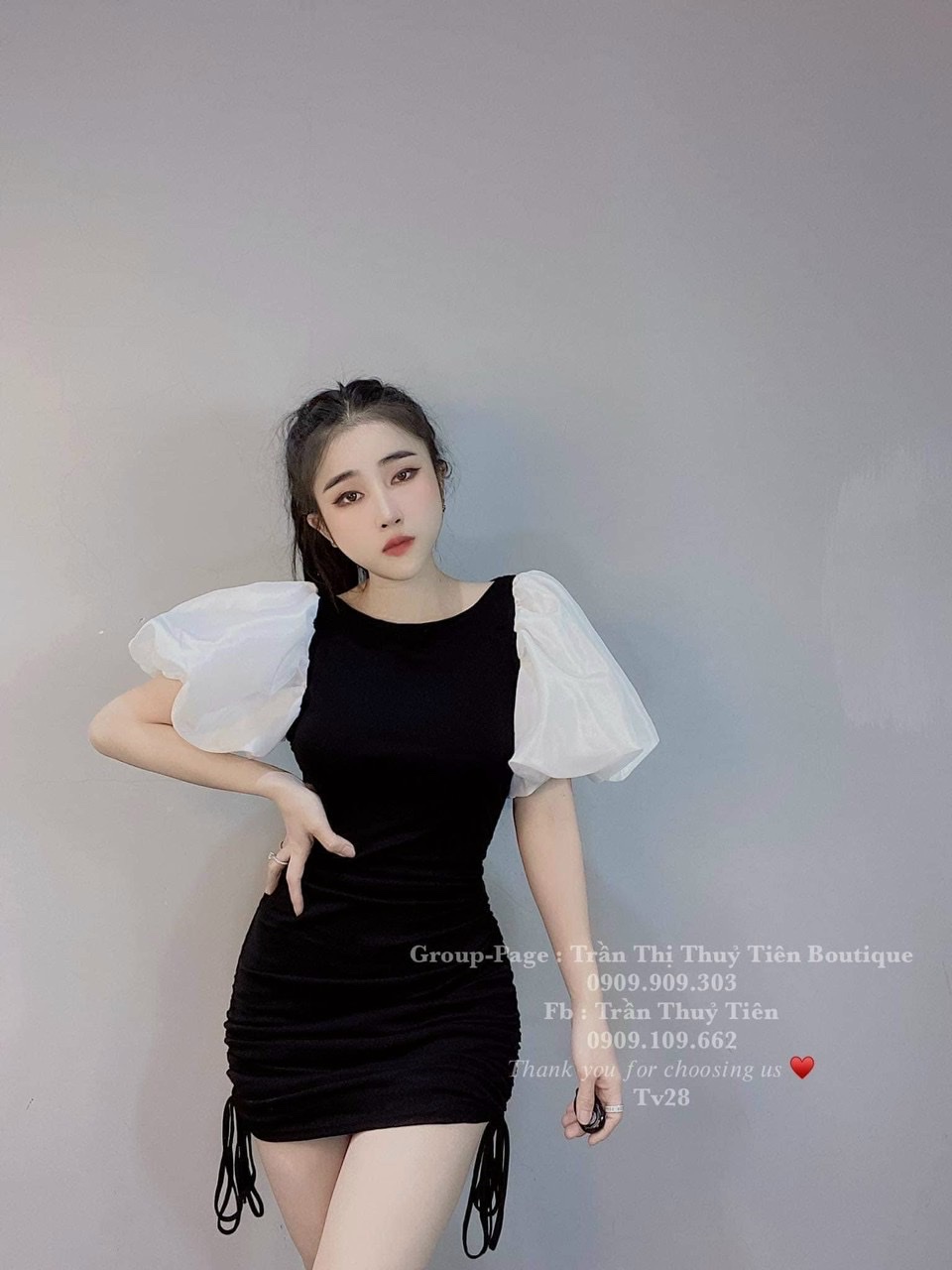 ĐẦM BODY ĐEN TAY PHỒNG