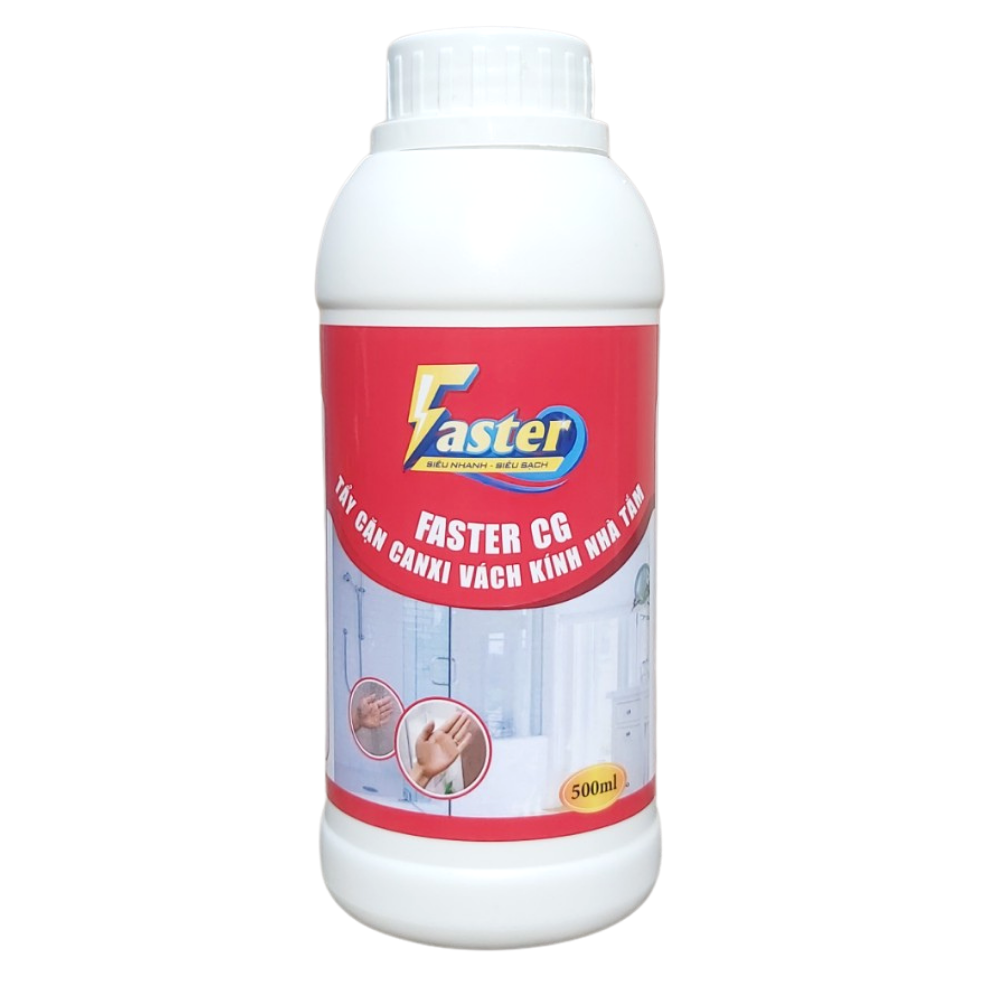 FASTER CG TẨY CẶN CANXI VÁCH KÍNH NHÀ TẮM, GƯƠNG NHÀ TẮM, 500ML