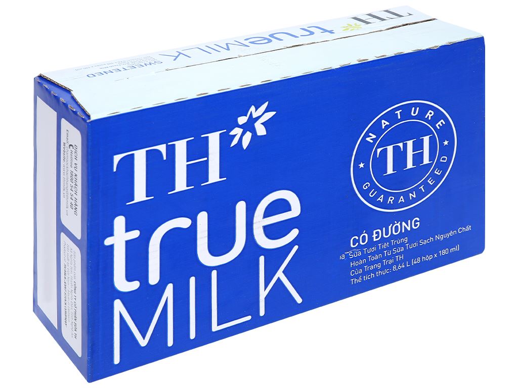 Lốc 4 hộp sữa tươi tiệt trùng có đường TH true MILK 180ml