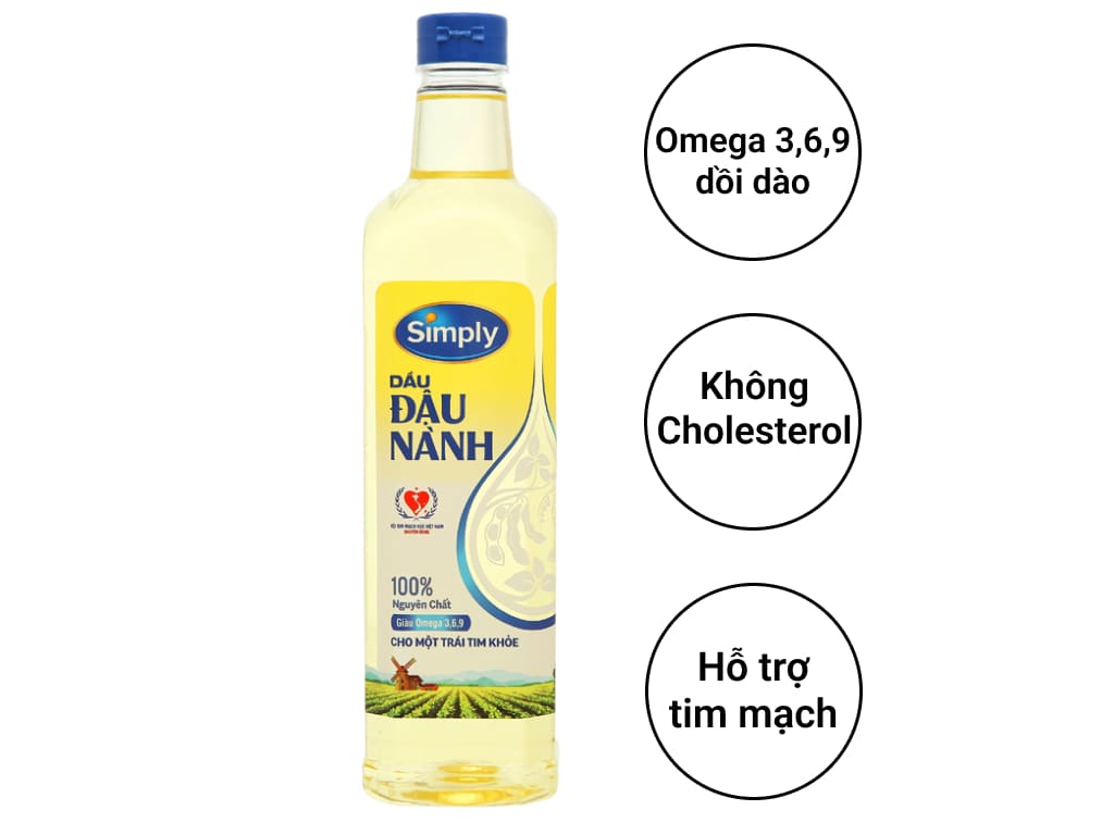 Dầu đậu nành nguyên chất Simply chai 1 lít