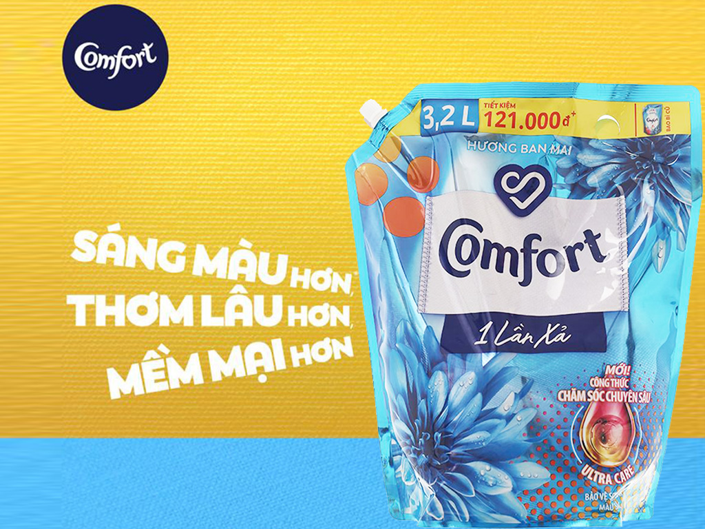 Nước xả vải Comfort một lần xả hương ban mai túi 3.2 lít