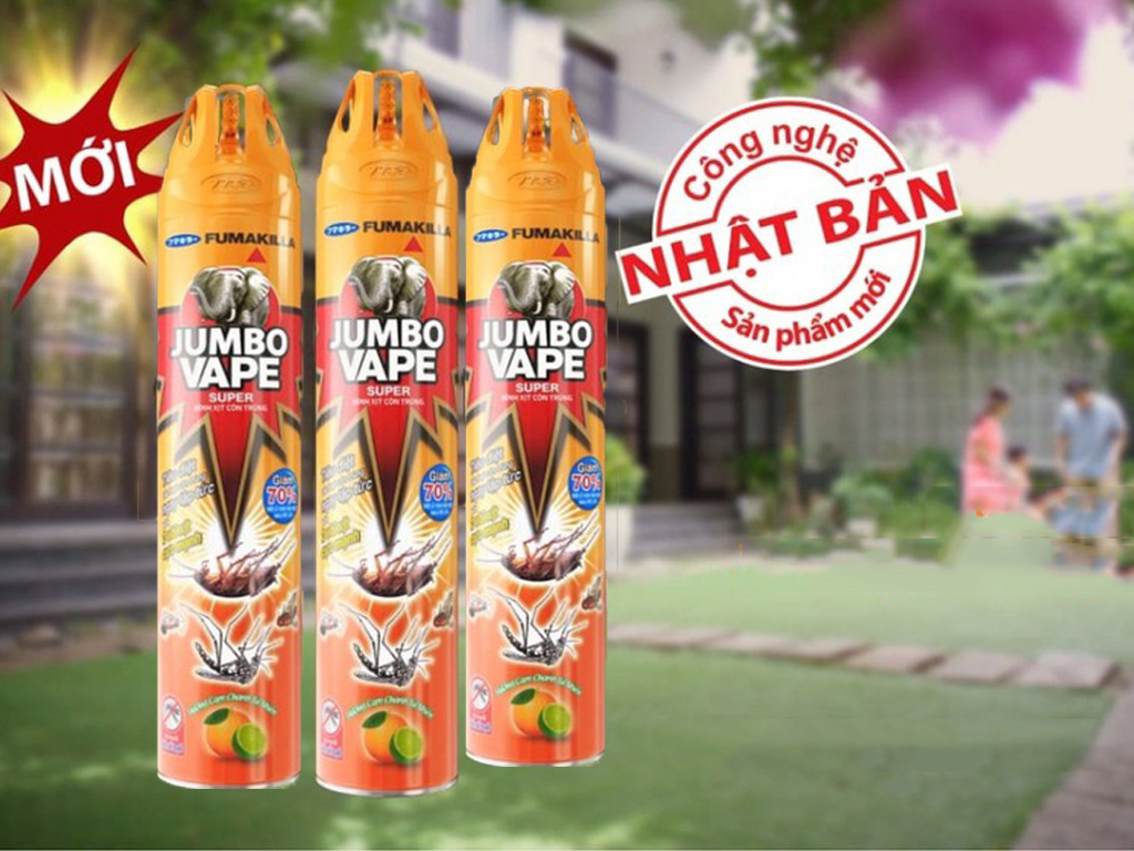 Bình xịt côn trùng Jumbo Vape SUPER hương cam chanh 600ml
