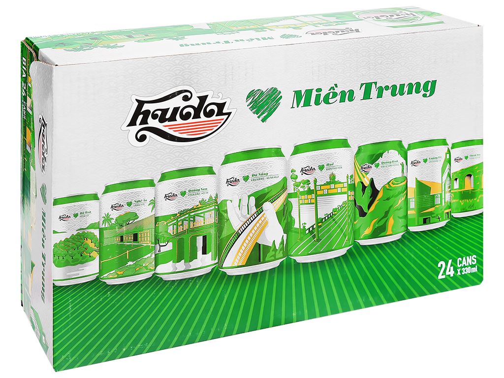 Thùng 24 lon bia Huda 330ml