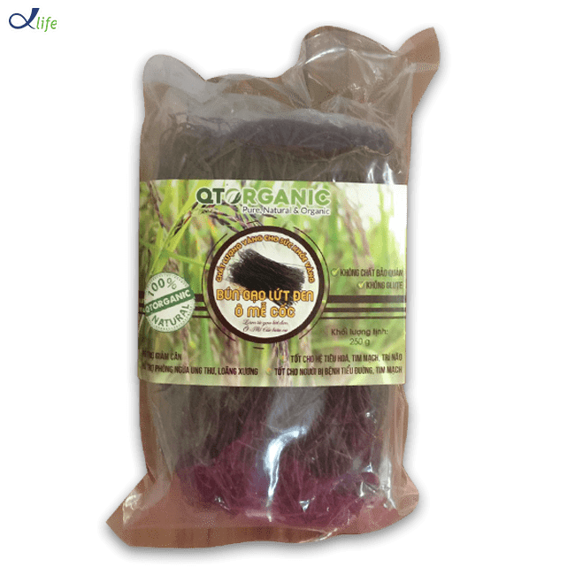 Bún gạo lứt đen Ô Mễ Cốc hữu cơ QTOrganic 1kg