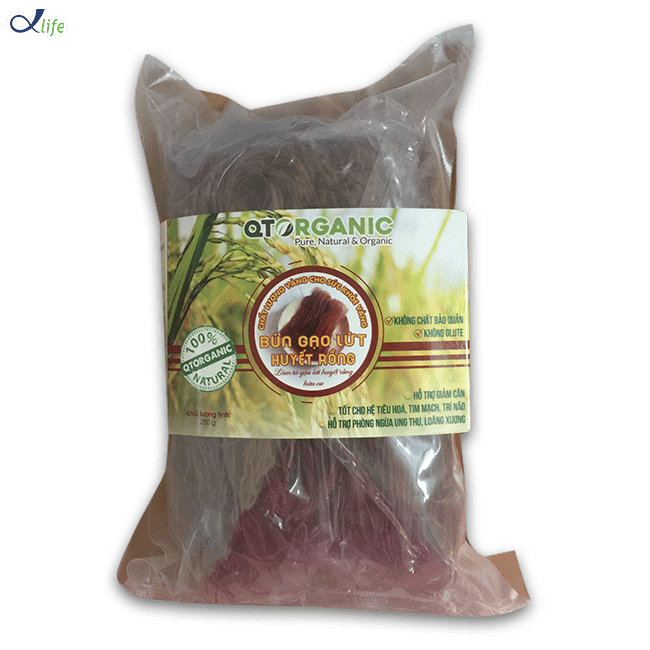 Bún gạo lứt huyết rồng hữu cơ QTOrganic 1kg