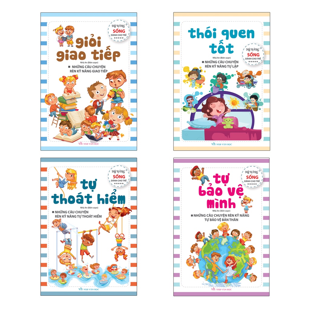 Link - Sách - Bộ 4 Cuốn Kỹ Năng Sống Dành Cho Trẻ: Giỏi Giao Tiếp, Thói Quen Tốt, Tự Thoát Hiểm, Tự Bảo Vệ Mình. Giá: 180.000 vnđ (https://shorten.asia/DU13rjNC)