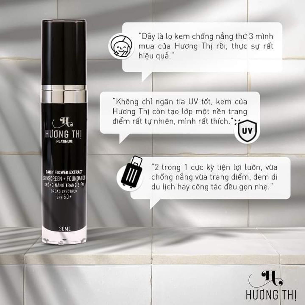 KEM CHỐNG NẮNG VÀ LÓT TRANG ĐIỂM SPF50 30ML - HƯƠNG THỊ
