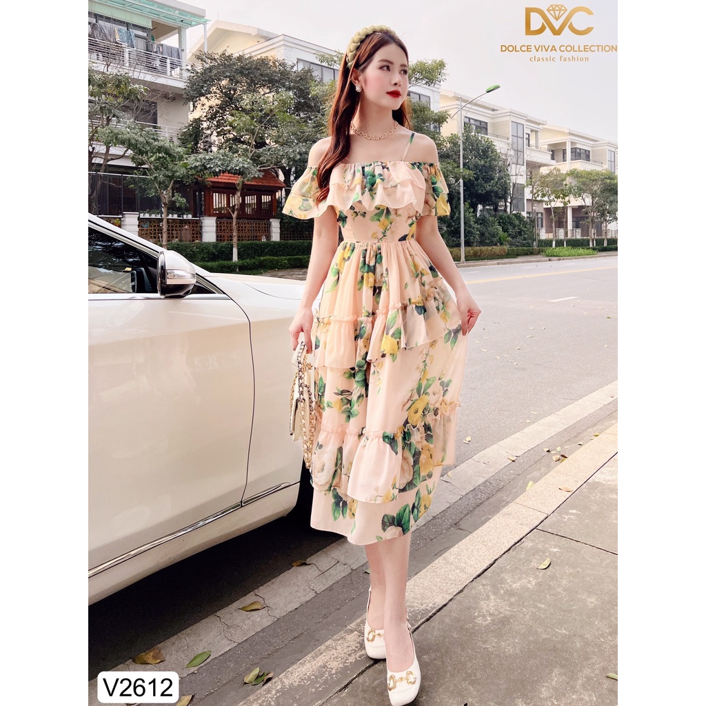 Link - VÁY HOA XÒE TRỄ VAI V2612 - DOLCE VIVA COLLECTION. Giá: 495.000 vnđ (https://shorten.asia/MHbpPMhB)
