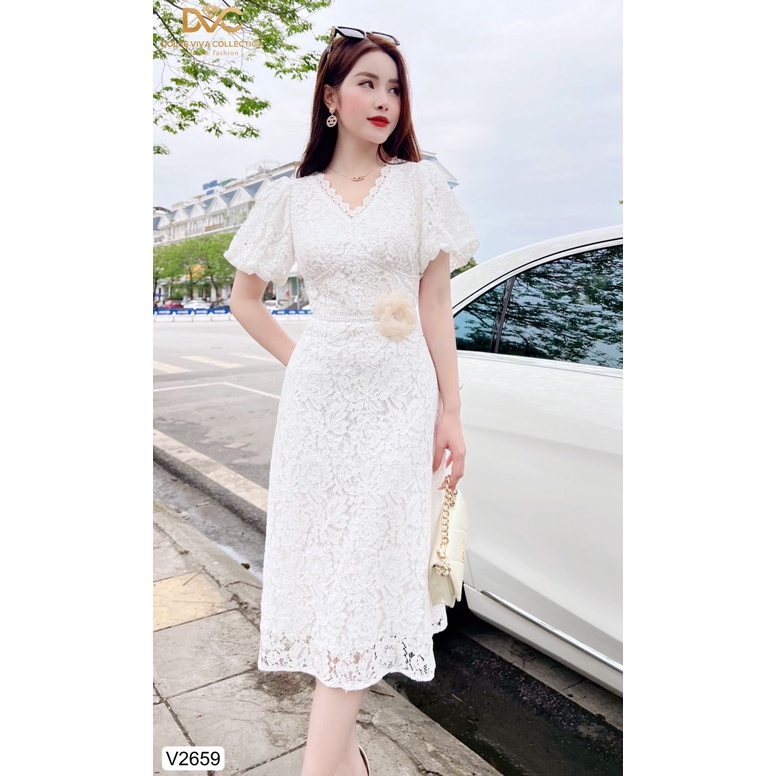 Link - VÁY TRẮNG REN TAY BỒNG V2659 - DOLCE VIVA COLLECTION. Giá: 495.000 vnđ (https://shorten.asia/q8RQX2wW)