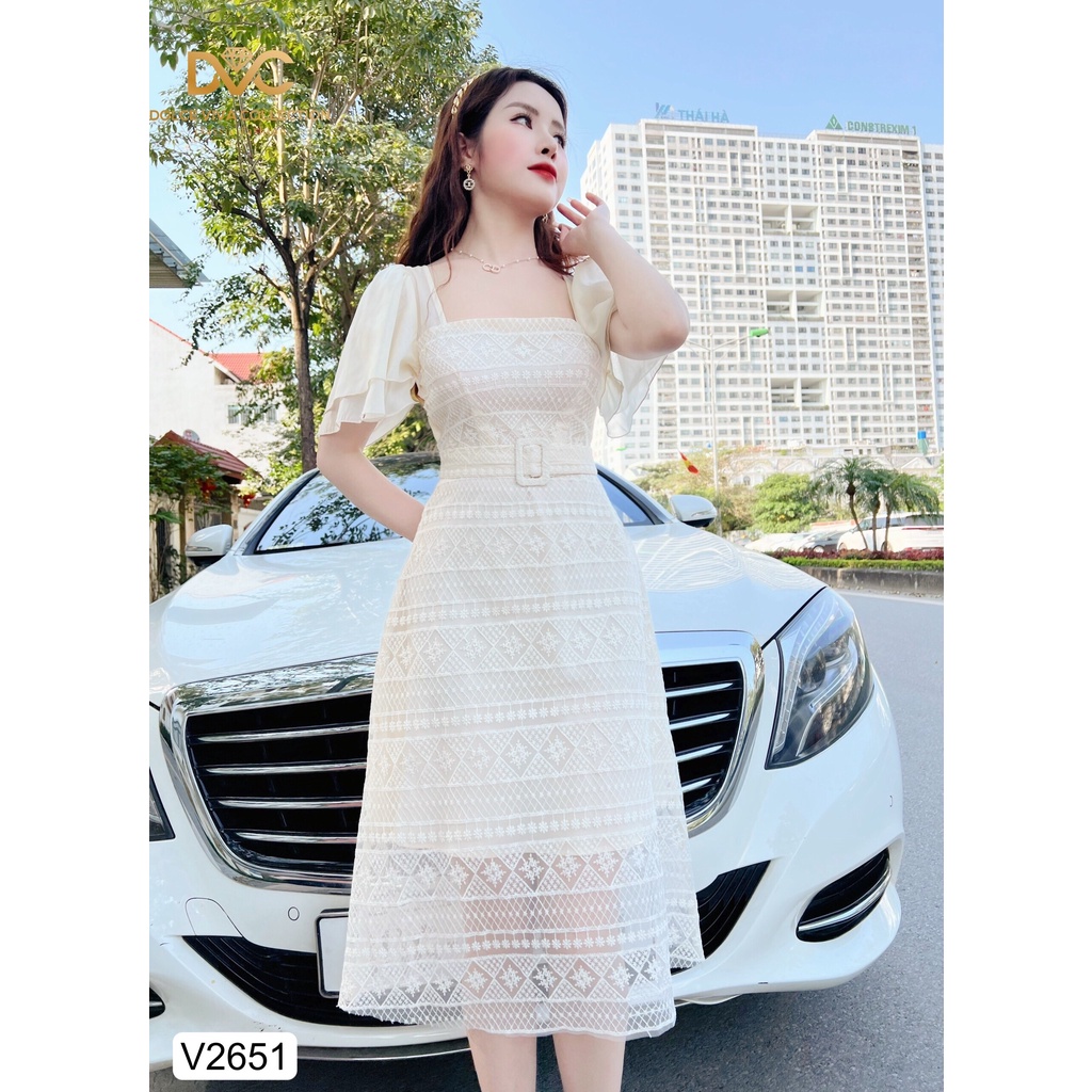 Link - VÁY REN KEM CỔ VUÔNG TAY VOAN V2651 - DOLCE VIVA COLLECTION. Giá: 465.000 vnđ (https://shorten.asia/BVHKb2sX)