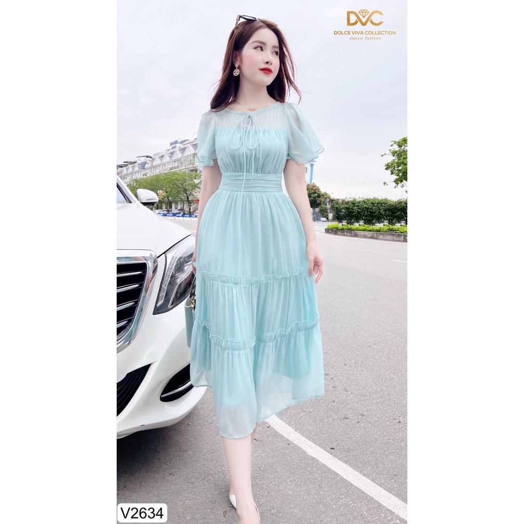 Link - VÁY VOAN XANH TAY BÈO V2634 - DOLCE VIVA COLLECTION. Giá: 465.000 vnđ (https://shorten.asia/fBSuXTwt)
