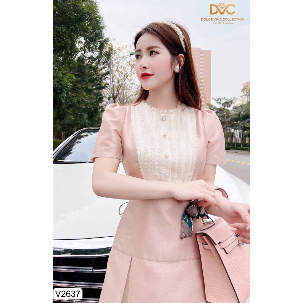 Link - VÁY XÒE TAFTA HỒNG CỔ PHỐI REN V2637 - DOLCE VIVA COLLECTION. Giá: 450.000 vnđ (https://shorten.asia/uMnd9D4v)