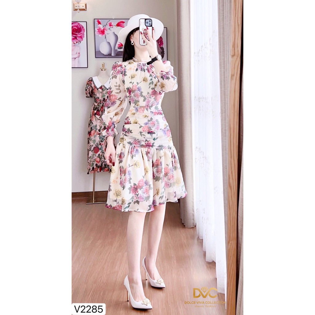 Link - Váy hoa xếp li eo thiết kế V2285 - DOLCE VIVA COLLECTION. Giá: 800.000 vnđ (https://shorten.asia/S8G2eTTf)