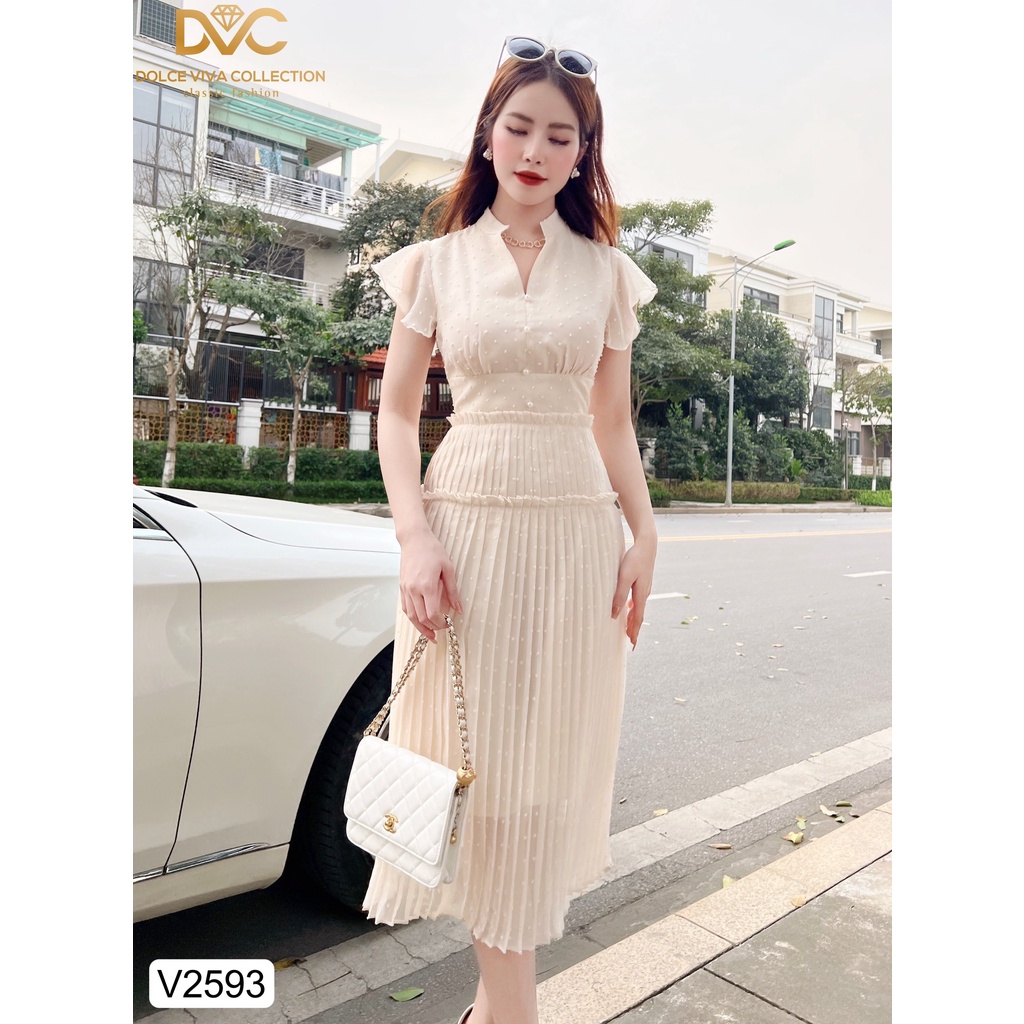 Link - VÁY BE CỔ TÀU TAY HẾN V2593 - DOLCE VIVA COLLECTION. Giá: 495.000 vnđ (https://shorten.asia/9HrBc34p)