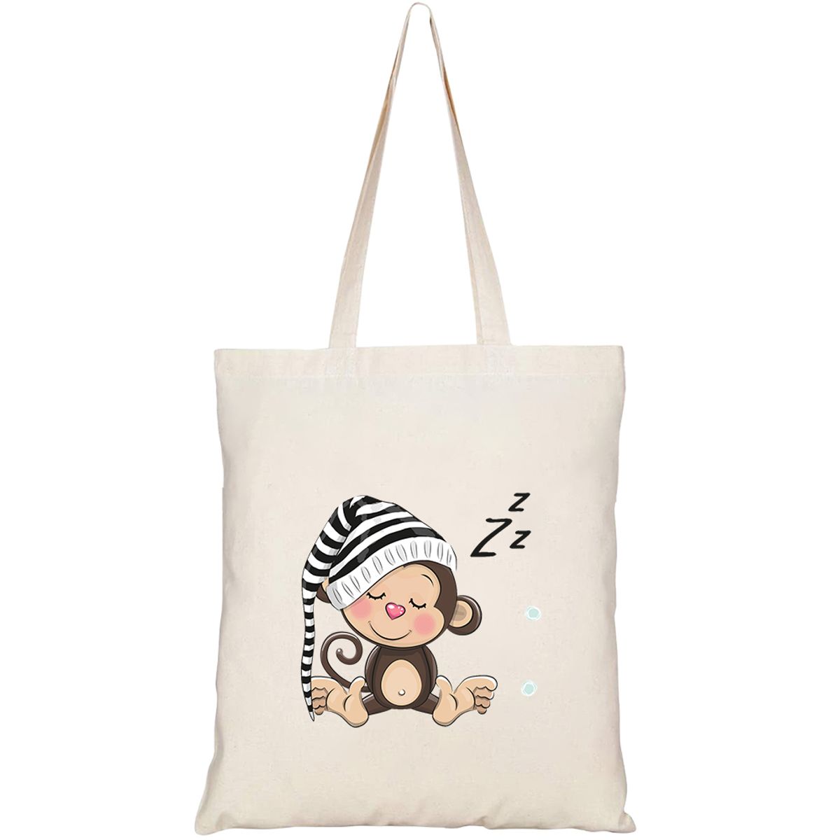 Túi Vải Tote Canvas In Hình Sleeping Cute Monkey Hood On HT536 - HTFashion