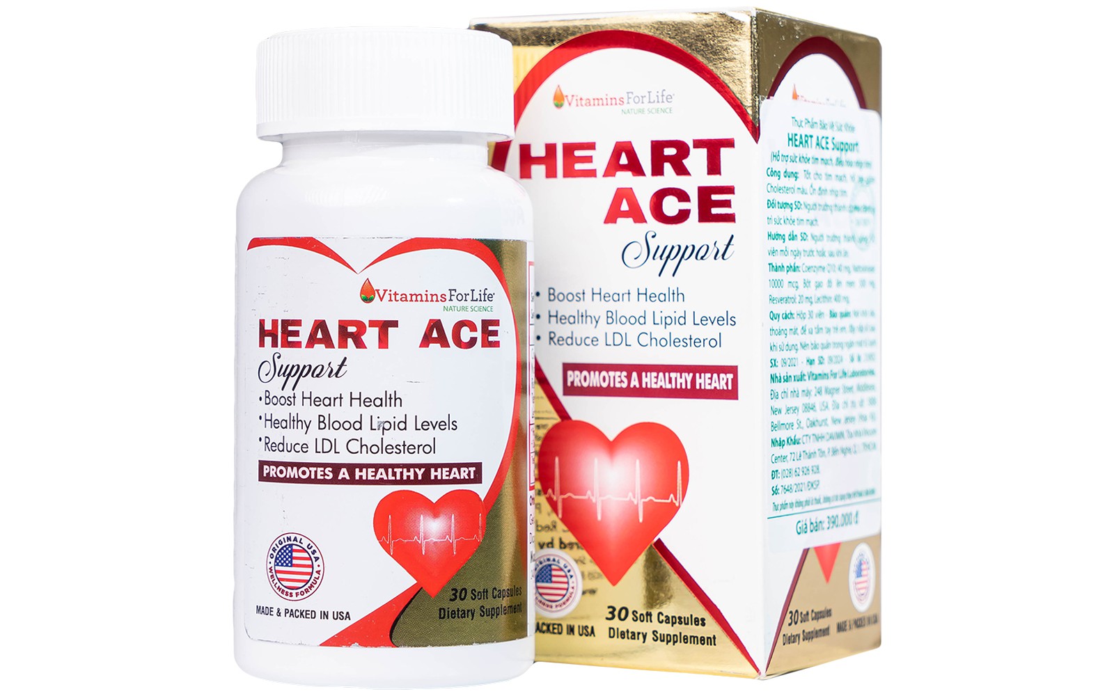 Viên Uống Heart Ace Support Vitamins For Life Hỗ Trợ Sức Khỏe Tim Mạch 30 Viên