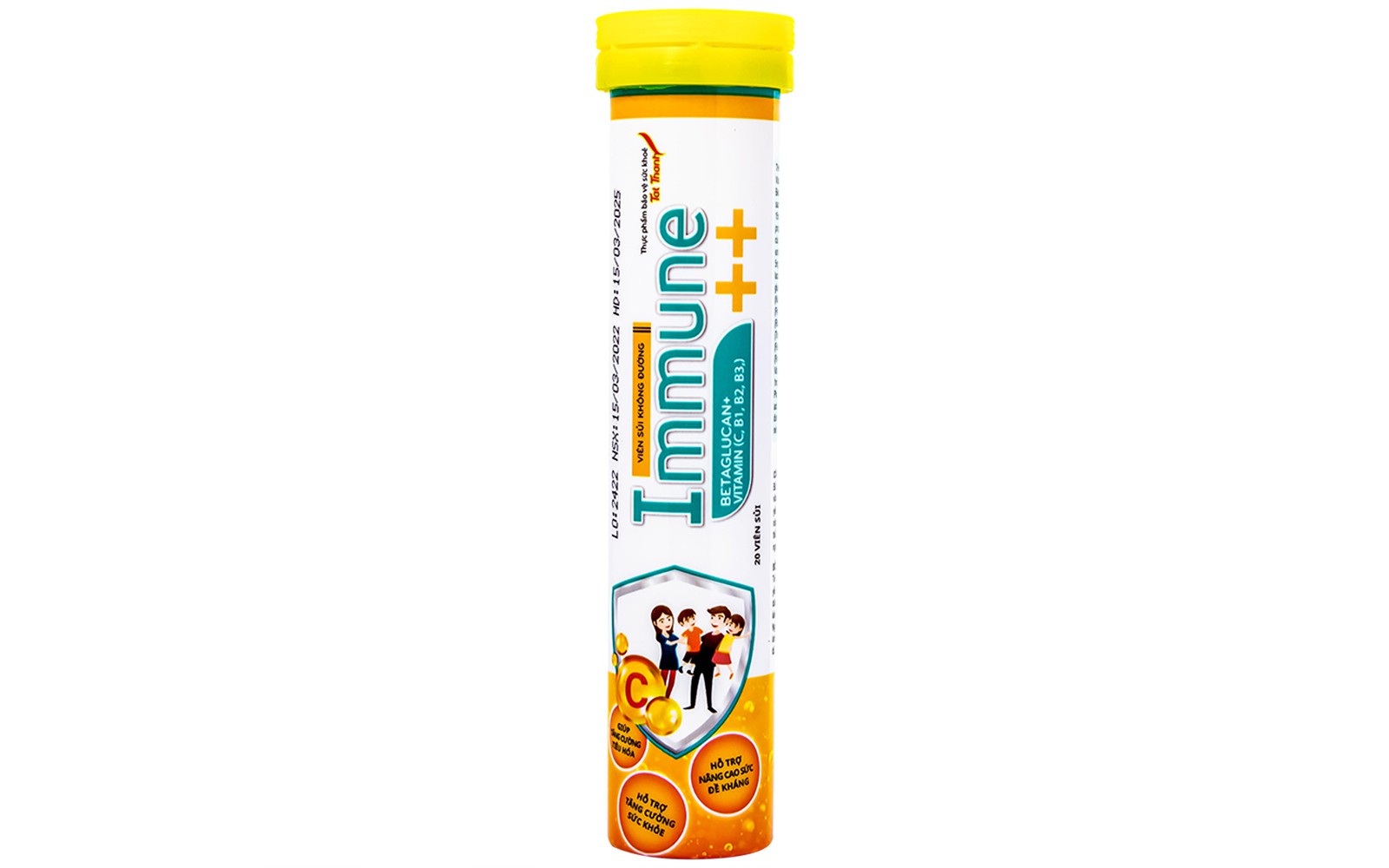 Viên Sủi Không Đường Multivitamin Tăng Sức Đề Kháng Immune++ (Tuýp 20 Viên)