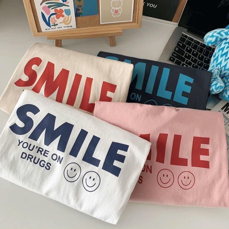 Áo Thun Cotton Unisex Siêu Hot Tay Lỡ Dáng Rộng Smile - LT Fashion
