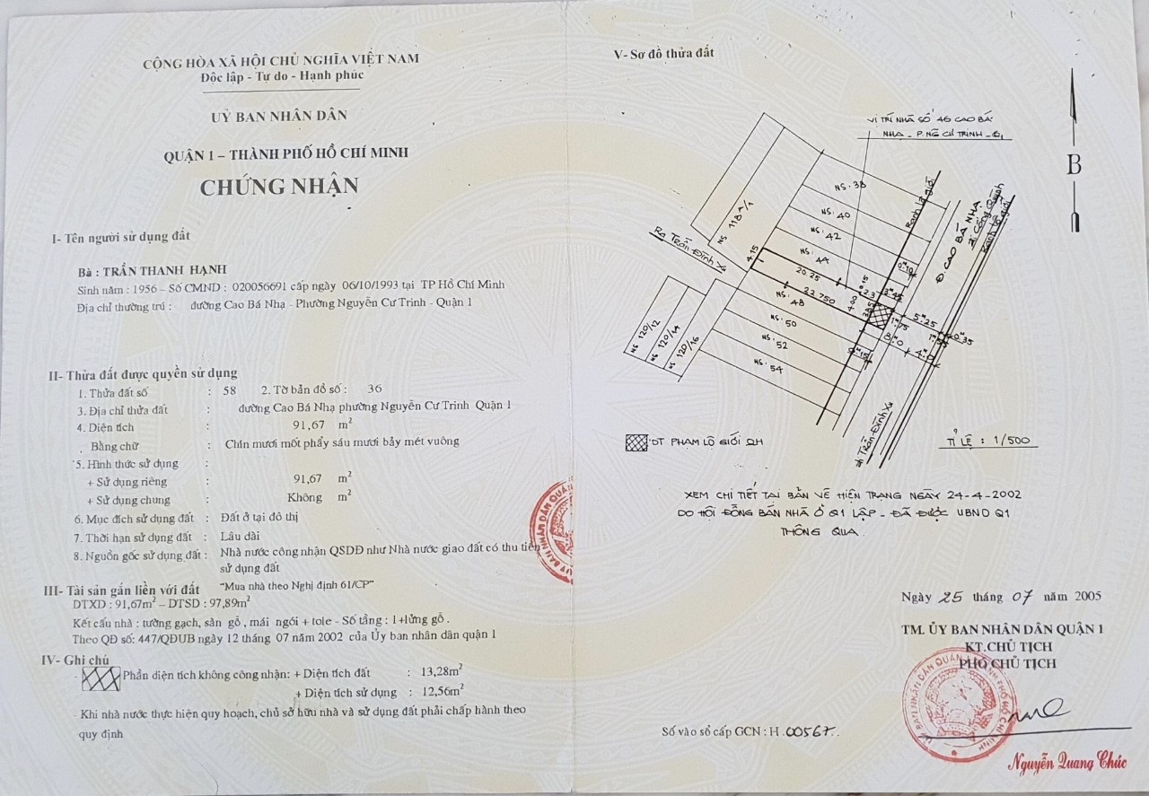 Nhà bán mặt tiền cao bá nhạ quận 1 bán gấp