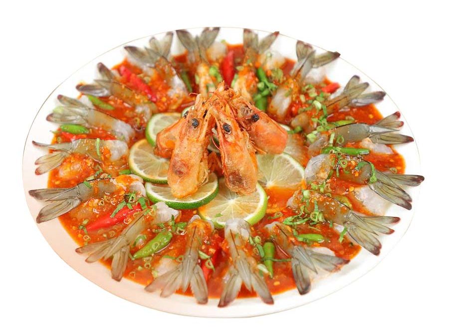 Tôm sốt thái ăn kèm mù tạt